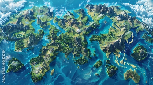 Wallpaper Mural Aerial view of South America, 3D illustration with detailed planet surface, Generative AI illustrations. Torontodigital.ca