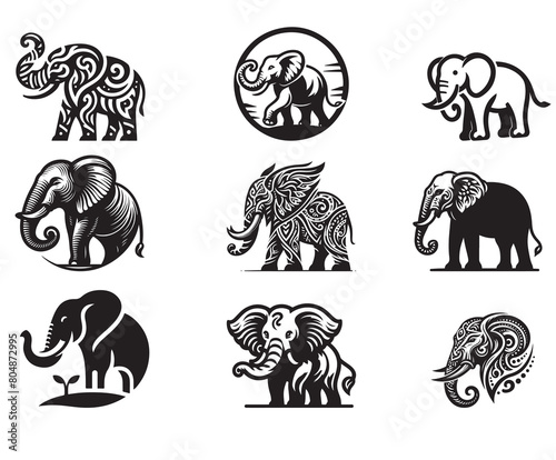 elephant vector logo white background, elephant vector illustration .