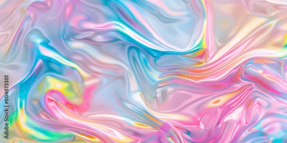Whimsical Fusion: A Colorful Swirl of Paint, Blending Pink and Blue Hues in a Captivating Dance