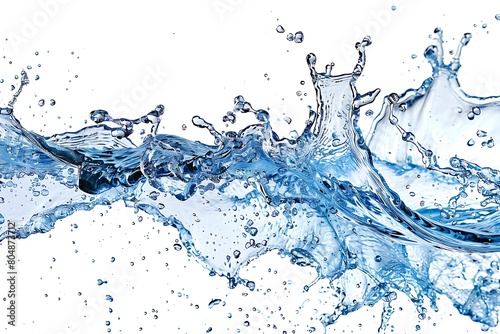 Blue water splash isolated on white background. Generative Ai