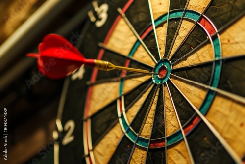 Flight of Accuracy: A Yellow Dart in Mid-Air, Homing in on a Blue Target with Pinpoint Precision