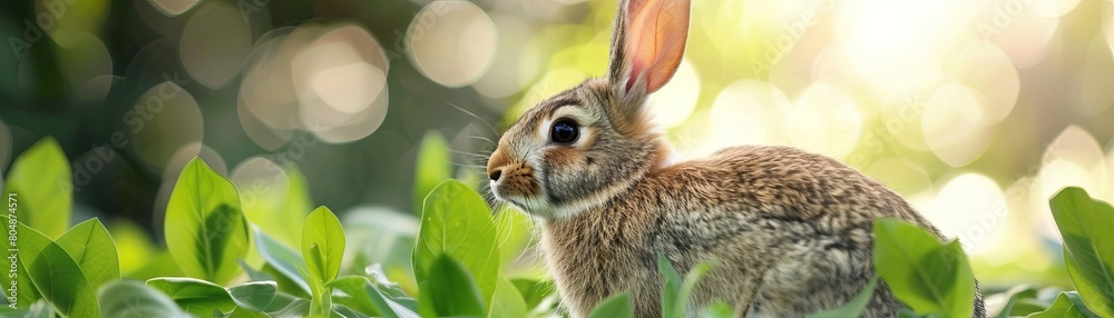 A rabbit as a garden landscaper, designing peaceful, green spaces for urban areas A rabbit as a garden landscaper, designing peaceful, green spaces for urban areas