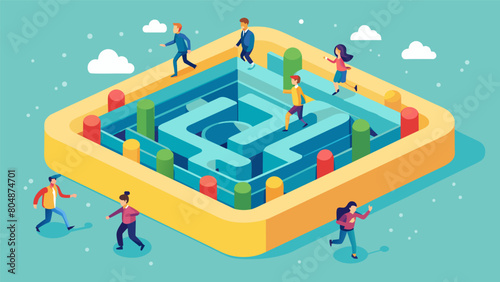 Inflatable Maze Navigate through a fun and bouncy inflatable maze perfect for all ages and abilities.. Vector illustration