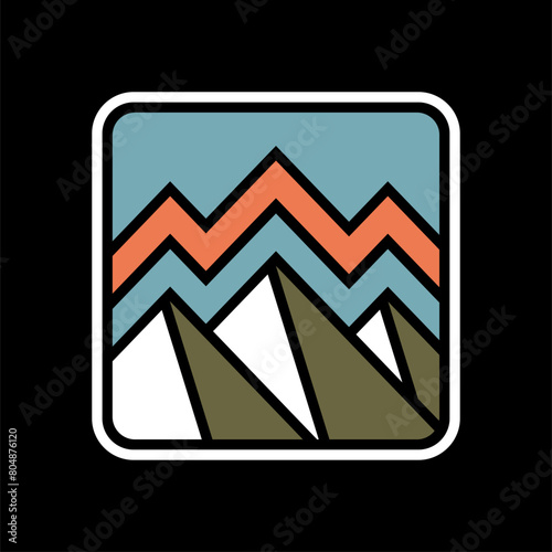 Artistic Sunset Abstract in Beach Mountain Badge Design