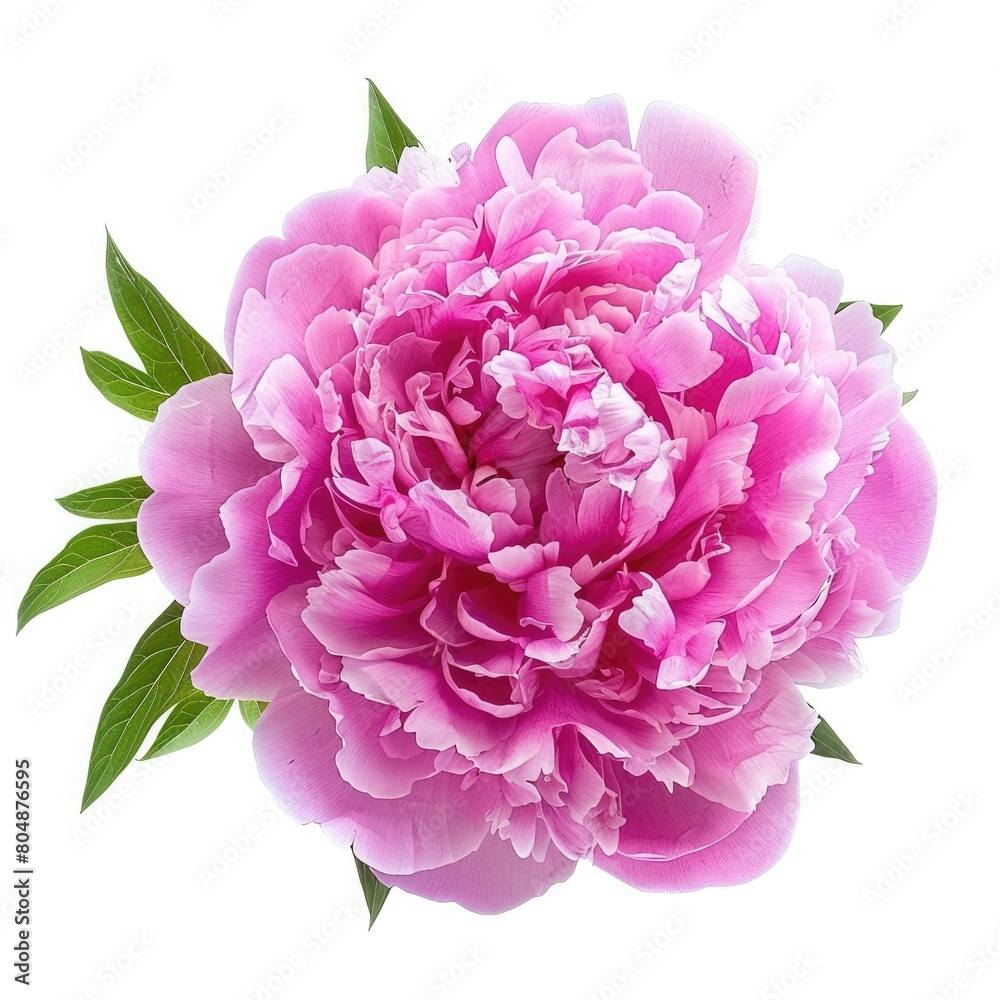 A beautiful pink peony isolated on a white background.