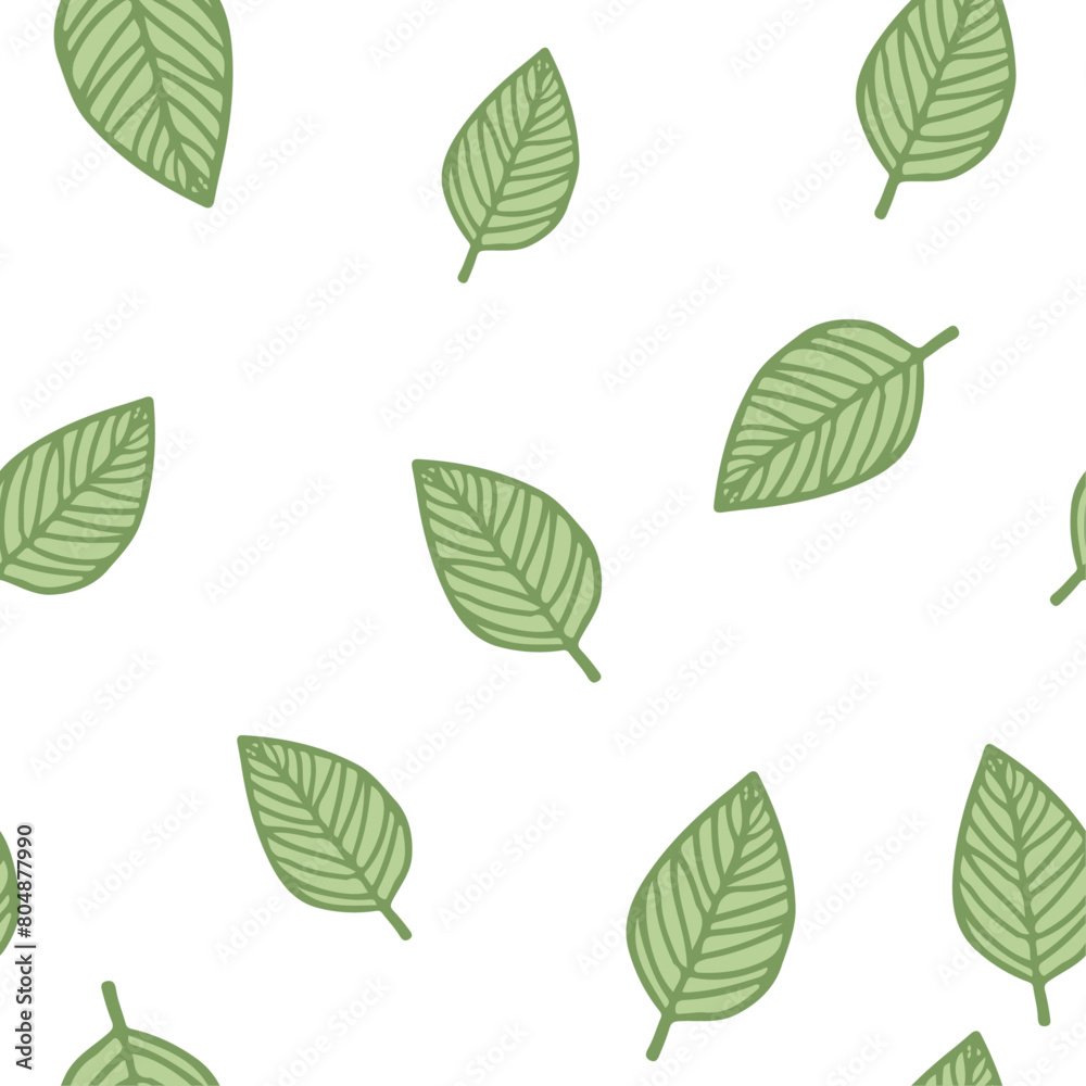 Peaceful Green Leaf Pattern Vector Illustration