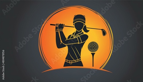 Golfer and golf ball logo graphic design