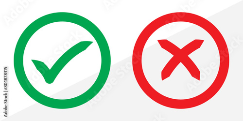 Free Download Green check mark and red cross mark in circle. Vector illustration. Isolated on white background in eps 10. - GFXLoad
