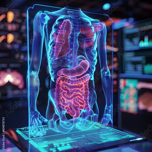 Holographic human digestive system photo