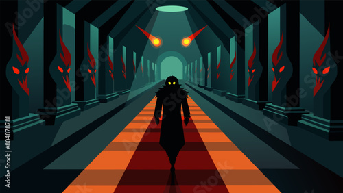 Despite the bright lights the hall felt dark and foreboding as if soing sinister was lurking just beneath the surface of the mirrors..
