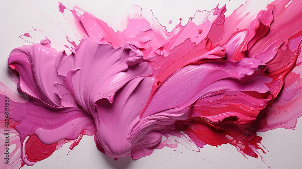 Obraz premium Knolling Strokes of Pink Color Paint On The White Backdrop
