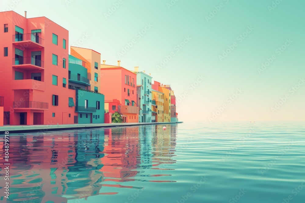 Fototapeta premium A large building is floating on a body of water