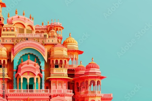 A large colorful building with a dome on top