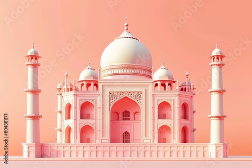 A pink building with a white dome and a pink roof