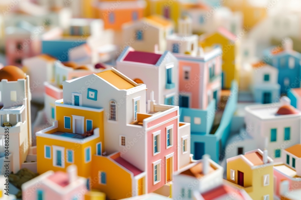 A colorful town with houses of different colors