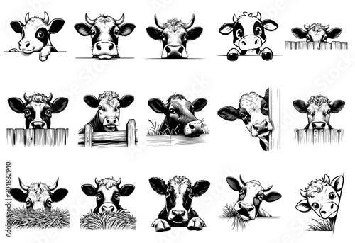 Peeking Cow Bundle  Peeking Animals  Funny Peeking Cow  Cow Head  Cow Face  Peeking Cow Cut File Peeking Cow Silhouette  Peeking Cow Clipart  Peeking Cow Vector Cricut  Cow laser cut file  Cow svg