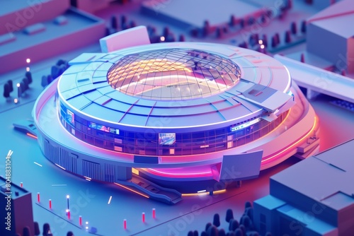 A stadium with a large oval shape and a lot of windows photo