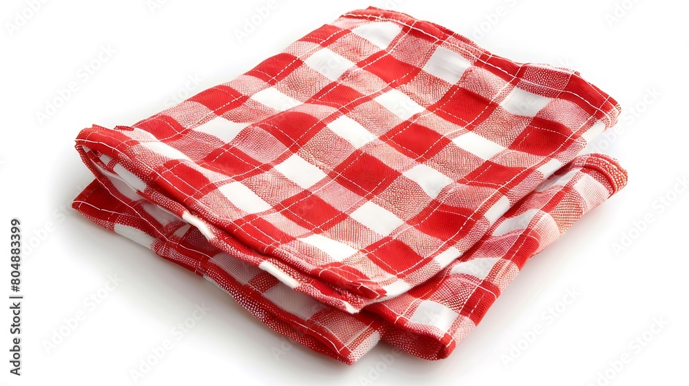 Kitchen towel isolated on white. Folded cloth.Food serving design element. Square napkin top view. Generative Ai Kitchen towel isolated on white. Folded cloth.Food serving design element. Square napkin top view. Generative Ai