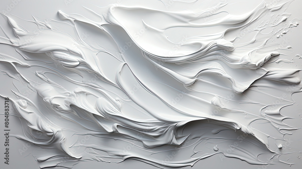 White Color Liquid Paint Knolling Strokes On The White Backdrop White Color Liquid Paint Knolling Strokes On The White Backdrop