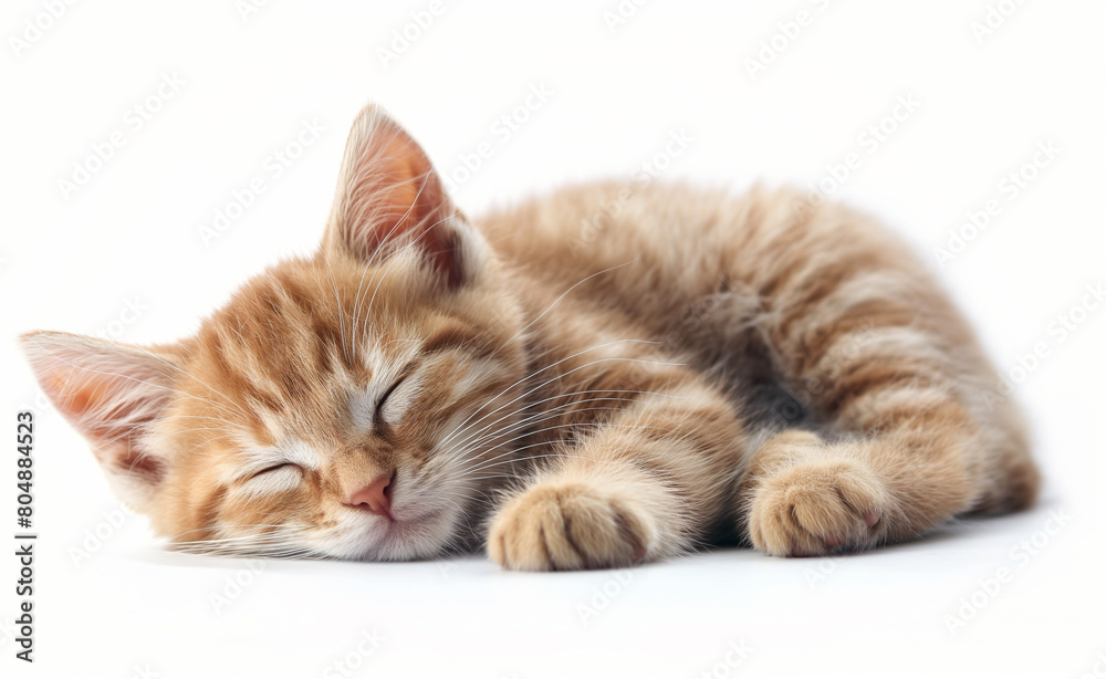 Fototapeta premium Young Animal Resting on White Background