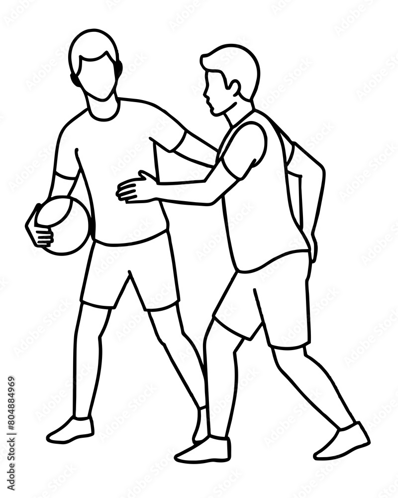 Handball environment: A teammate patting a player on the shoulder after a successful move Handball environment: A teammate patting a player on the shoulder after a successful move