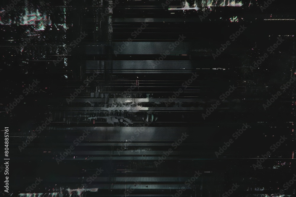 An overlay of VHS noise and glitch effect on black background, scratches and video damage of burnt film strip or hacked pc. An overlay of VHS noise and glitch effect on black background, scratches and video damage of burnt film strip or hacked pc.