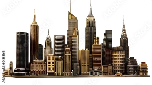Majestic Skyline of Modern Cityscape with Iconic Skyscrapers and Towering Architecture in Bustling Financial District of Major Metropolitan Area photo