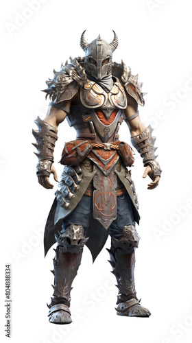 3D gaming warrior character on transparent background
