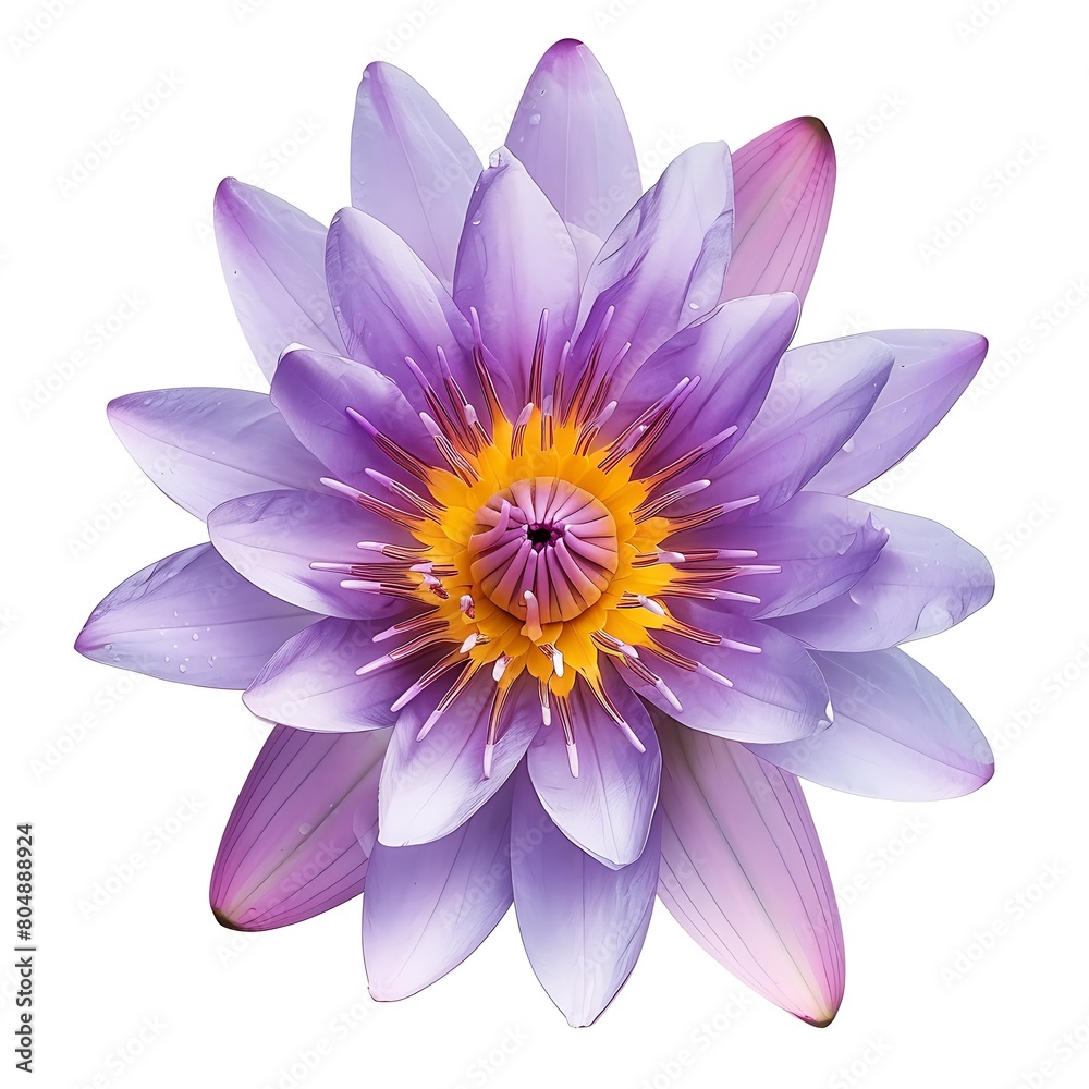 Fototapeta premium Purple water lily, Blooming water lily flower isolated on white background. Generative Ai