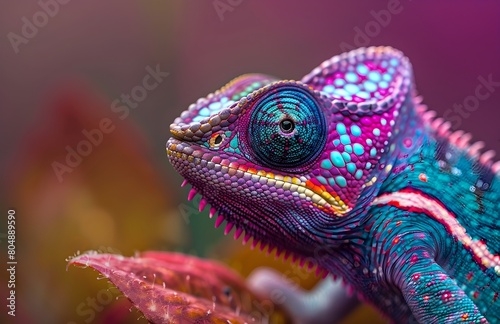 Vibrant and Intricate Chameleon Displaying Remarkable Color Adaptation