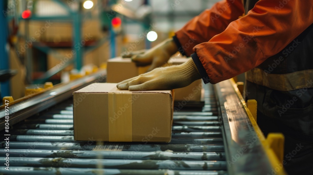 Packaging worker preparing products for shipment