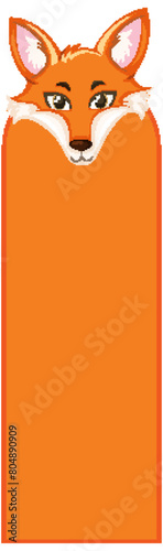 Orange fox face on a vertical banner.