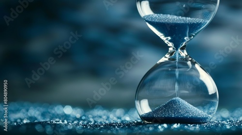 Close-up of an hourglass with focused lighting, emphasizing the urgency of deadlines and appointment scheduling, isolated for clarity
