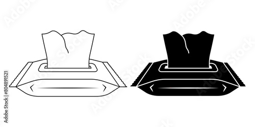 outline silhouette wet wipes icon set isolated on white background