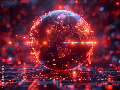 Luminous Digital Globe Representing Global Network and International Connectivity