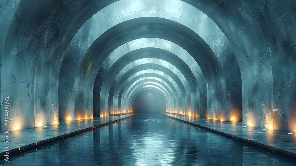 Mesmerizing Architectural Tunnel:A Minimalist,Futuristic Passageway of Light and Reflection