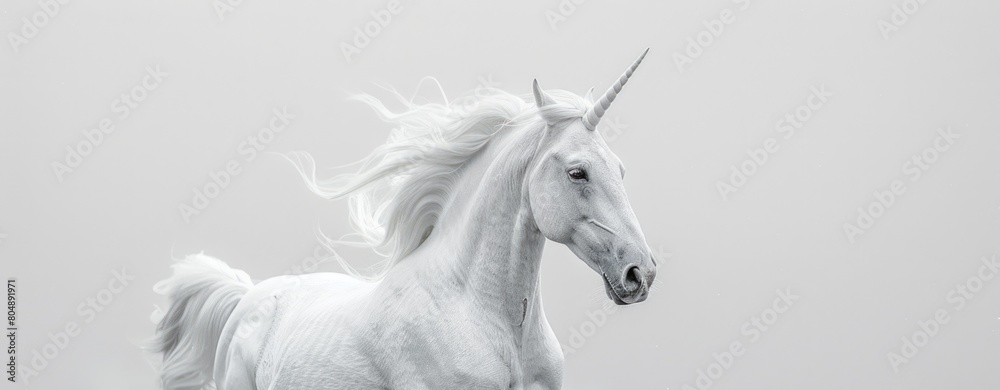 Obraz premium White unicorn on light background