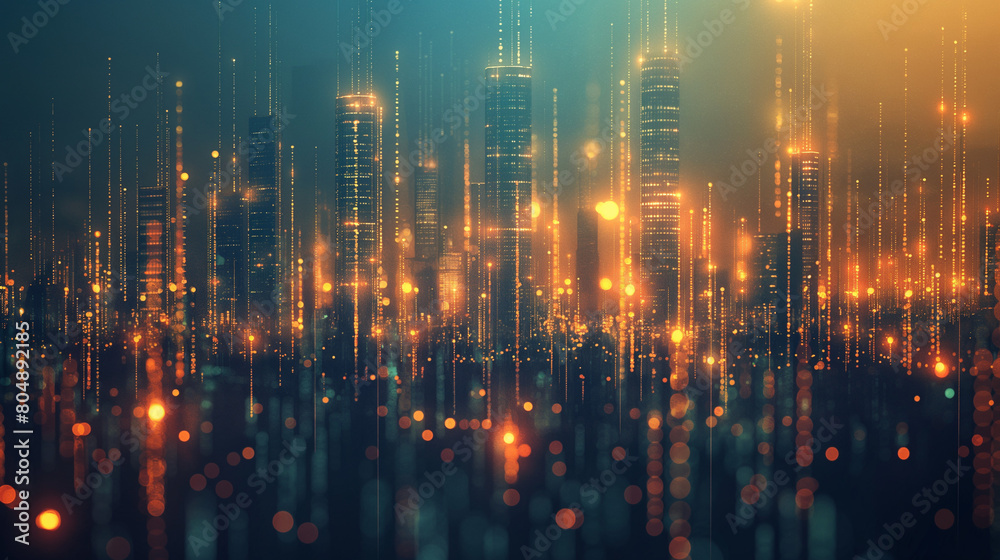concept of smart city or digital twin in construction industry, graphic of buildings with digital technology element. concept of smart city or digital twin in construction industry, graphic of buildings with digital technology element.