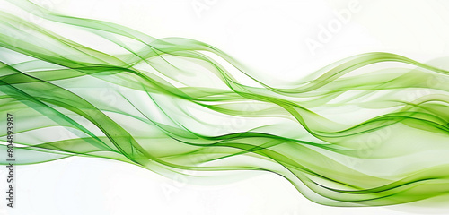 Spring green abstract waves, clearly set against a white backdrop, captured in HD.