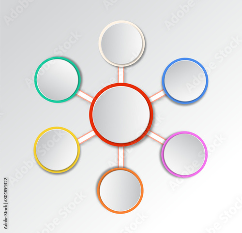 Simple Blank Infographic One Big and Five Small Circles