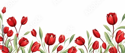 A watercolor painting of red tulips. photo