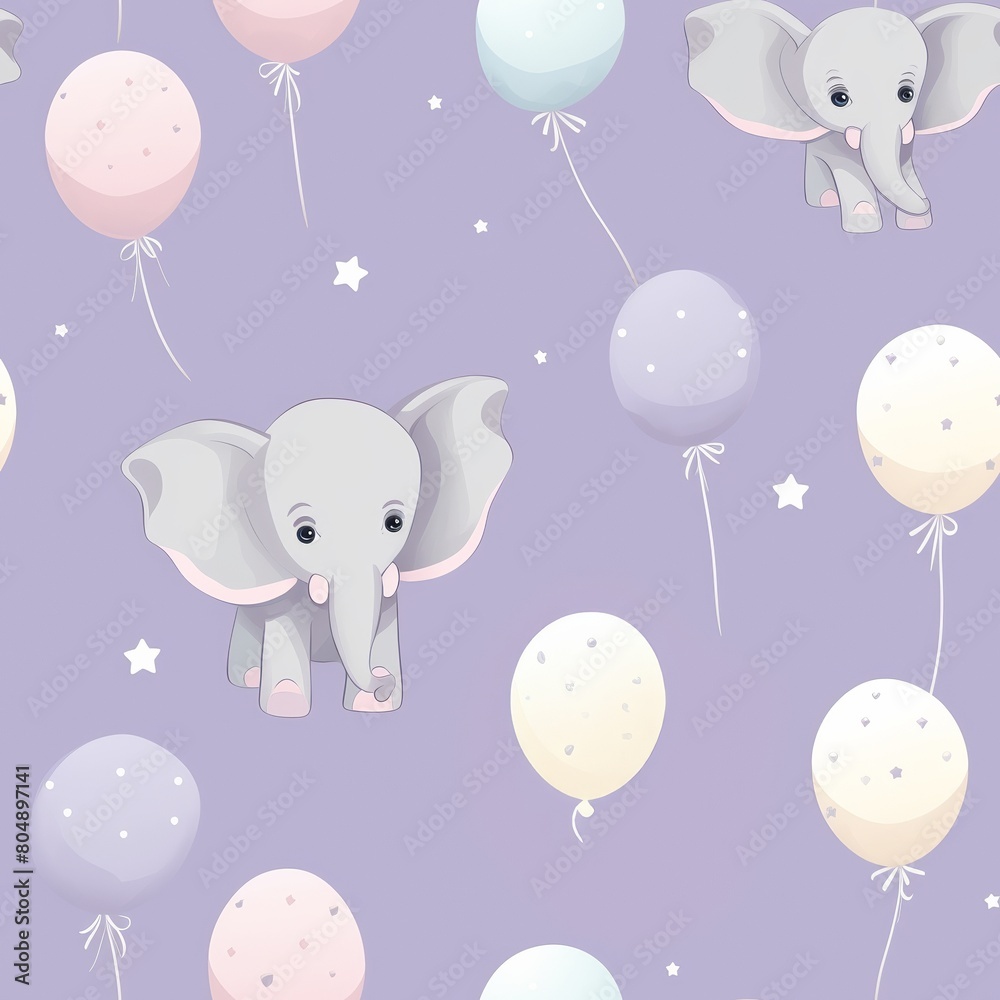 seamless pattern background. Cute cartoon elephants and balloons seamless pattern. seamless pattern background. Cute cartoon elephants and balloons seamless pattern.