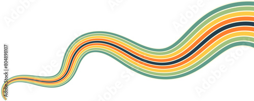 Abstract colorful 70s background vector. Vintage retro wallpaper with rainbow stripes and wavy lines. A 1970 color illustration suitable for posters  banners  decorative items and wall art.