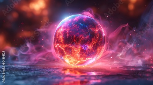 Vibrant Futuristic Energy Orb Pulsing with Radiant Power and Technology