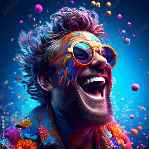 Laughing person| a person wearing glasses laughing with open mouth