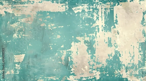 Vintage Weathered Abstract Textured Grunge Paint Wall Background with Teal Blue Earthy Tone Colors photo