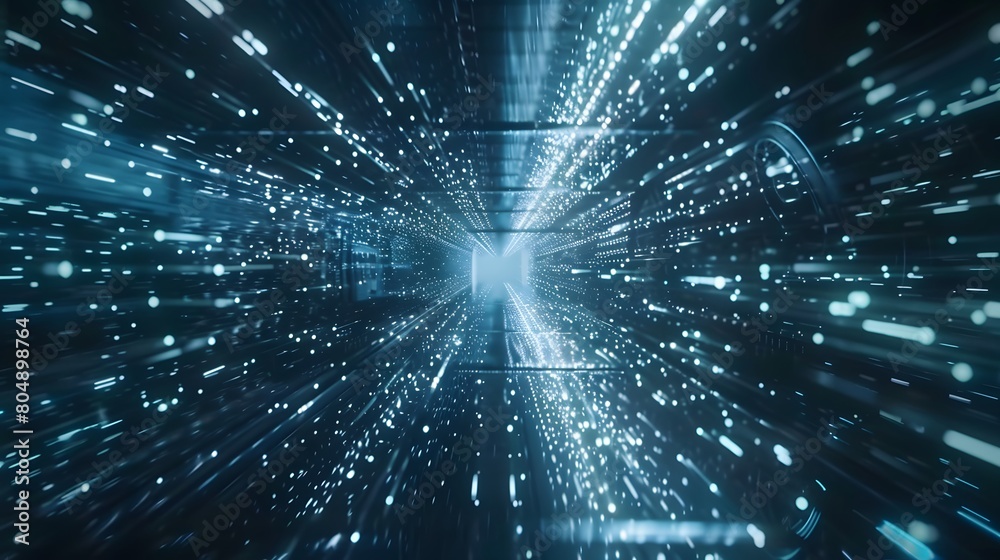 Obraz premium digital data flow on road in concept of program coding with graphic creating vision of fast speed transfer to show digital transformation , disruptive innovation