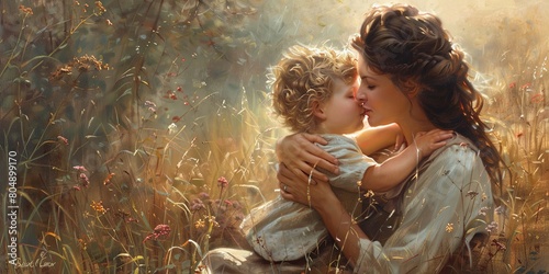 Cherished moments of maternal devotion: Mothers expressing heartfelt love for their children photo