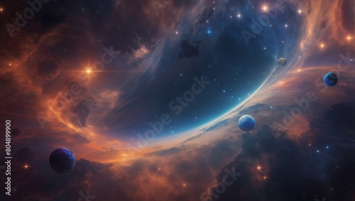 A vibrant  cosmic canvas of stars and nebulae abstract celestial background design
