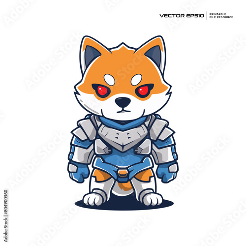 cute dog shiba inu cyborg futuristic, character, mascot, logo, design, illustration, eps 10